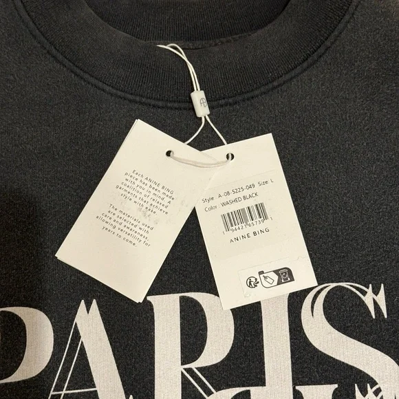 Anine Bing Jaci Sweatshirt Paris - Washed Black - Picture 2 of 5